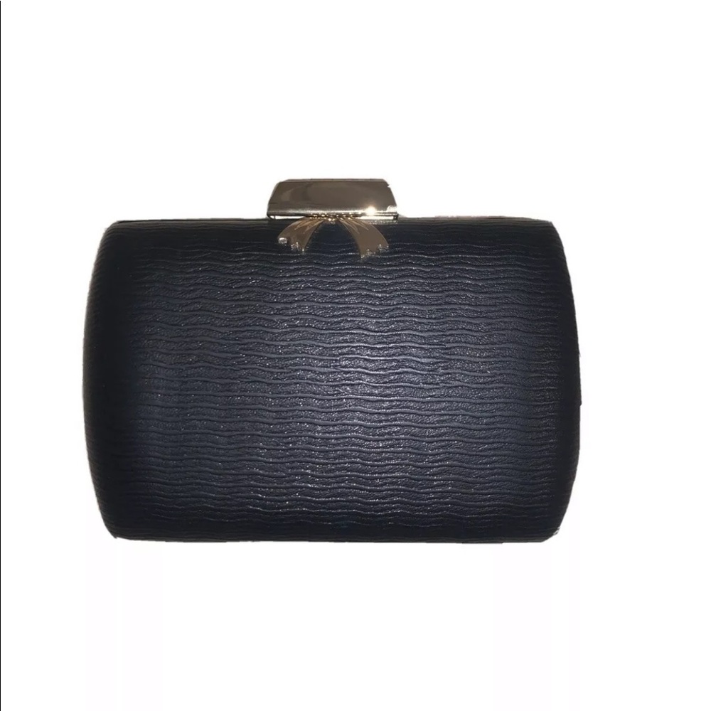 Black with Gold Bow and Detachable Chain Clutch